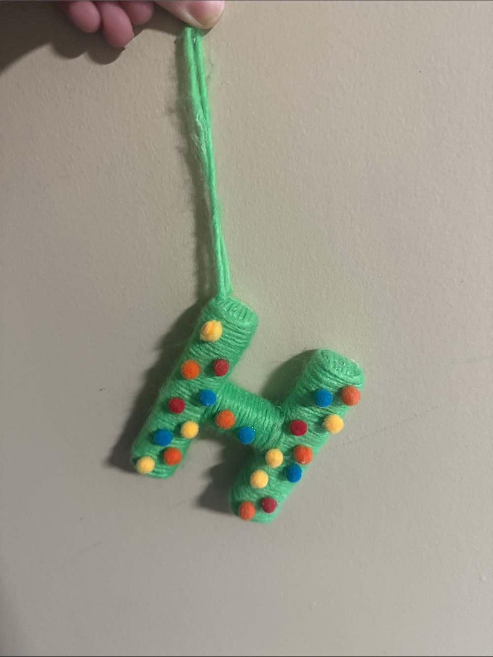 Ashland Bright Green Letter H Hanging Hair Accessory with Multicolor Pom-Poms